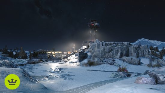 Starfield Xbox mods release date: An outpost in a snowy environment.