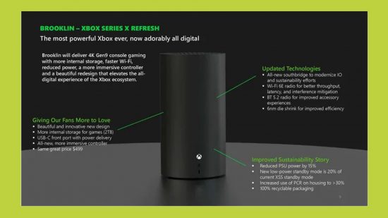 Xbox new Series X console: an image of the leaked slide showing the new Xbox
