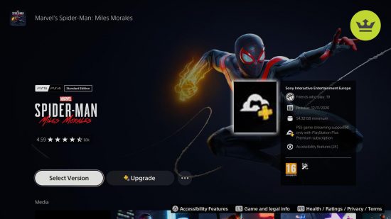 PS5 update cloud streaming spider-man