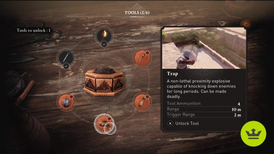 Assassin's Creed Mirage best tool: The Trap tool in the selection menu.