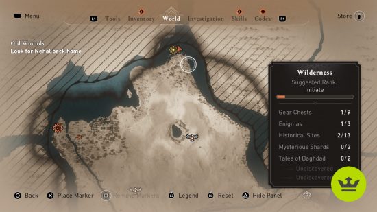 Assassin's Creed Mirage Surrender Enigma: A zoomed-out image of the map showing the location of the Surrender Enigma and Ukbara village.