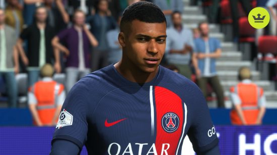 Best football games: Mbappe wearing the red and blue PSG shirt