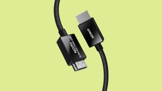 Best HDMI cables: Anker 8K60Hz HDMI cable in front of a green background