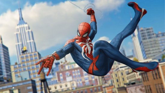 Best PS4 games: Peter Parker's Spider-Man swinging around New York city