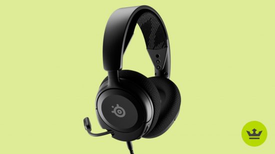 Best PS4 headsets: The SteelSeries Arctis Nova 1 headphone placed on a lime green background.