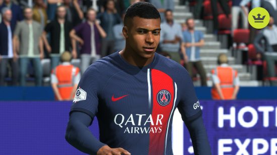 Best PS5 multiplayer games: Kylian Mbappe wearing the blue and red jersey of PSG in FC 24
