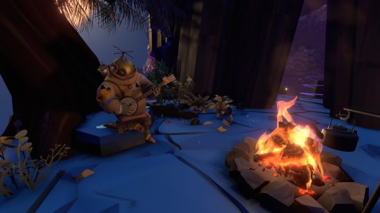 Best Xbox games: An astronaut sat next to a campfire playing a banjo in The Outer Wilds.