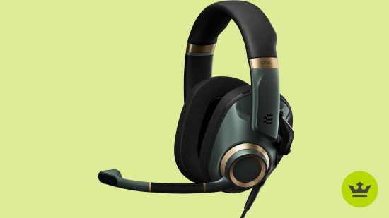 Best Xbox One headsets: The EPOS H6Pro placed on a light green background.