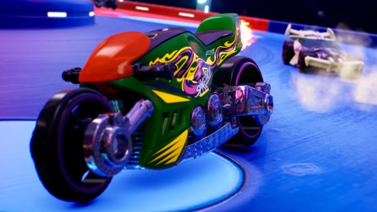 Best Xbox racing games: a green motorbike leading a race in Hot Wheels Unleashed 2 Turbocharged