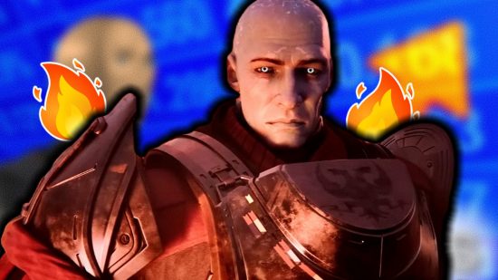 Destiny 2 PS5 sale fall savings: an image of Zavala and flame emojis