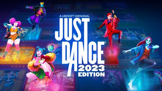Just Dance 2024 song list: Promotional art for Just Dance 2023, showing various dancers around the game name.