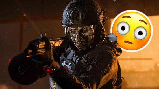 MW2 beta Striker nerf: an image of Ghost and a shocked emoji
