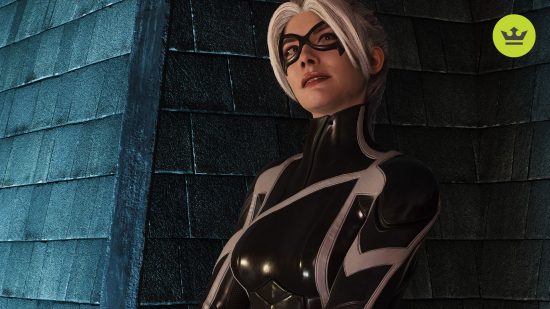 Spider-Man 2 PS5 characters: Black Cat standing on a rooftop in Spider-Man 2 PS5