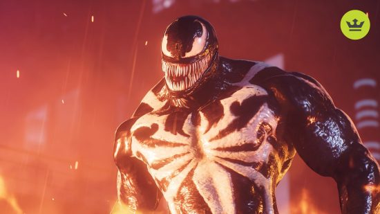 Spider-Man 2 PS5 characters: Venom walking through a fire in Marvel's SPider-Man 2