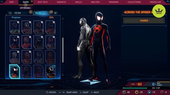 Spider-Man 2 PS5 suits: ACross the Spider-Verse Suit in Spider-Man 2 PS5
