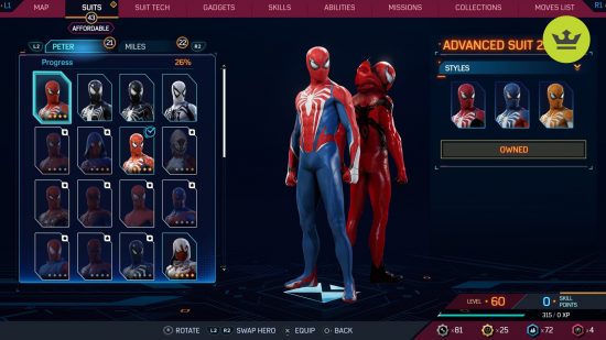 Spider-Man 2 PS5 suits: Advanced Suit 2.0 in Spider-Man 2 PS5