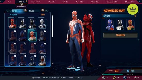Spider-Man 2 PS5 suits: Advanced Suit in Spider-Man 2 PS5
