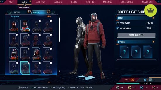Spider-Man 2 PS5 suits: Bodega Cat Suit in Spider-Man 2 PS5