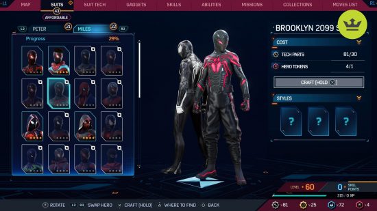Spider-Man 2 PS5 suits: Brooklyn 2099 Suit in Spider-Man 2 PS5