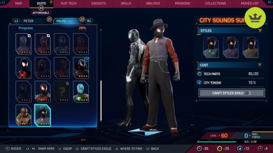 Spider-Man 2 PS5 suits: City Sounds Suit in Spider-Man 2 PS5
