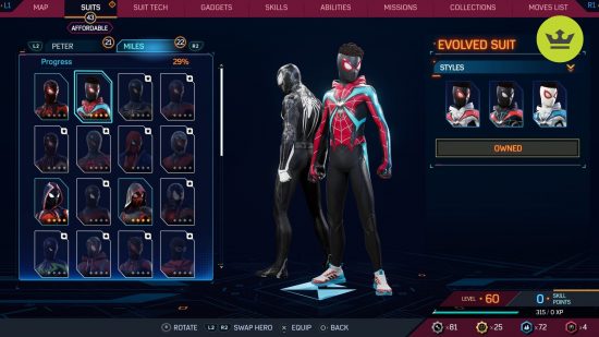 Spider-Man 2 PS5 suits: Evolved Suit in Spider-Man 2 PS5