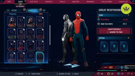 Spider-Man 2 PS5 suits: Great Responsibility Suit in Spider-Man 2 PS5