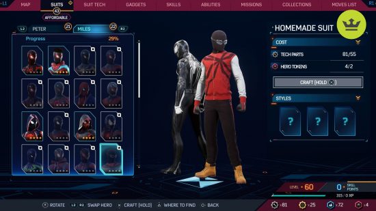 Spider-Man 2 PS5 suits: Homemade Suit for Miles in Spider-Man 2 PS5