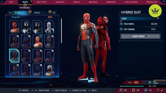 Spider-Man 2 PS5 suits: Hybrid Suit in Spider-Man 2 PS5
