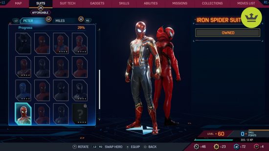 Spider-Man 2 PS5 suits: Iron Spider Suit in Spider-Man 2 PS5