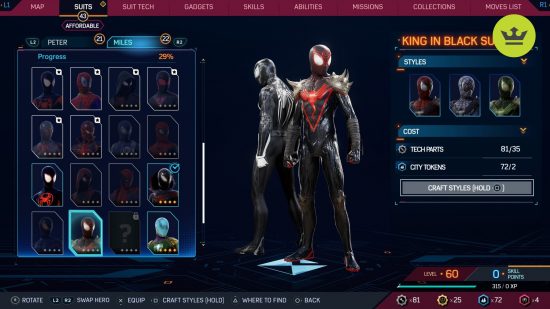 Spider-Man 2 PS5 suits: King in Black Suit in Spider-Man 2 PS5