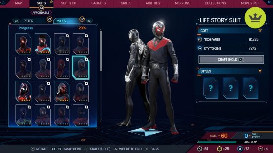 Spider-Man 2 PS5 suits: Life Story Suit for Miles in Spider-Man 2 PS5