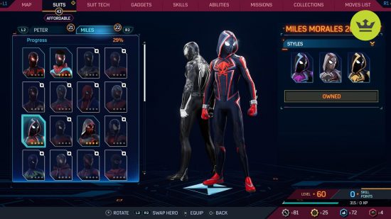 Spider-Man 2 PS5 suits: Miles Morales 2099 Suit in Spider-Man 2 PS5