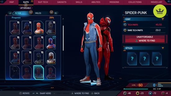 Spider-Man 2 PS5 suits: Spider-Punk Suit in Spider-Man 2 PS5