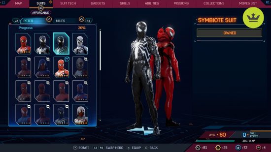 Spider-Man 2 PS5 suits: Symbiote Suit in Spider-Man 2 PS5