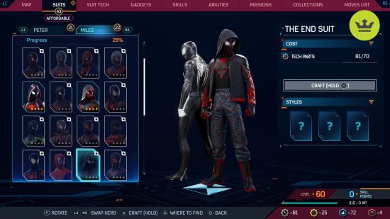 Spider-Man 2 PS5 suits: The End Suit in Spider-Man 2 PS5