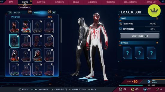 Spider-Man 2 PS5 suits: T.R.A.C.K Suit in Spider-Man 2 PS5