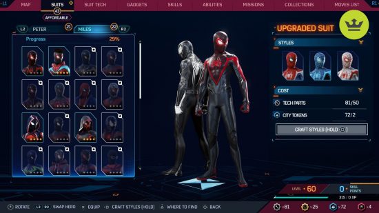 Spider-Man 2 PS5 suits: Upgraded Suit in Spider-Man 2 PS5