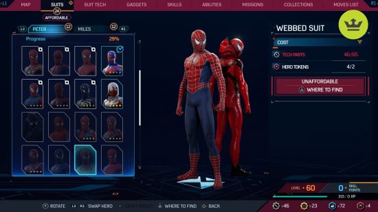 Spider-Man 2 PS5 suits: Webbed Suit in Spider-Man 2 PS5