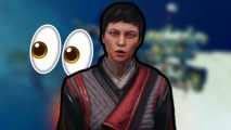 Starfield space station outpost building: an image of a woman frowning with eye emojis