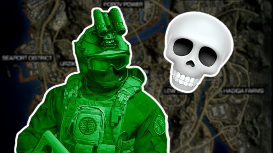 Warzone Al Mazrah leaving: an image of a solider with a skull emoji from MW2