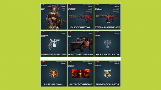 Warzone Lilith Operator Bundle: an image of the blueprints you get in the bundle