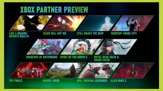 Xbox partner preview recap: an image of all the games shown on the stream