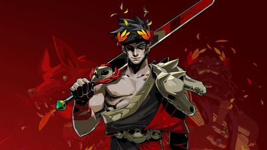 Best PS5 games: Zagreus holding a sword in front of a red background in Hades key art
