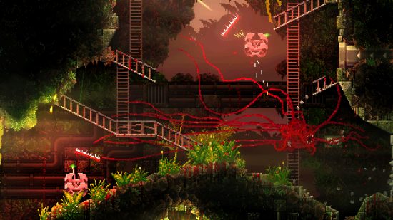 Best Metroidvania games: a red tentacled monster on the hunt