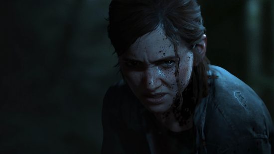 Best PS4 games: Ellie looks on in anguish with blood splattered on her face in The Last of Us Part 2