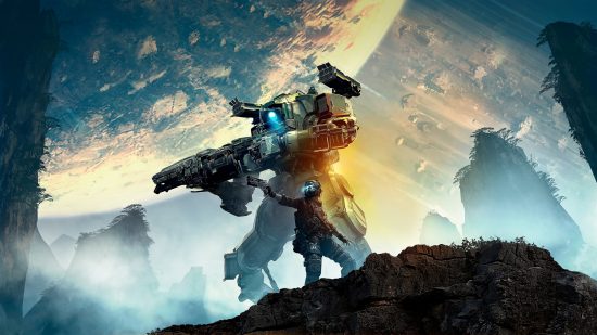 Best PS4 games: Titanfall 2 character points a gun as a mech does the same above
