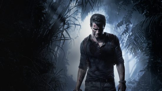 Best PS4 games: Nathan Drake looks down as he wanders through a jungle