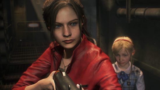 Best PS5 horror games: a woman in a red jacket holding a gun