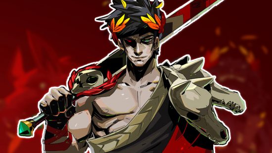 Zagreus poses in an ornate tunic with a long sword in Hades