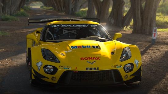 Best sports games: a sleek yellow car in Gran Turismo 7